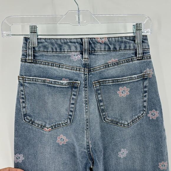 Tinseltown Floral-Peace-Print Wide-Leg Jeans deconstructed baggy festival size 1 - Picture 4 of 9